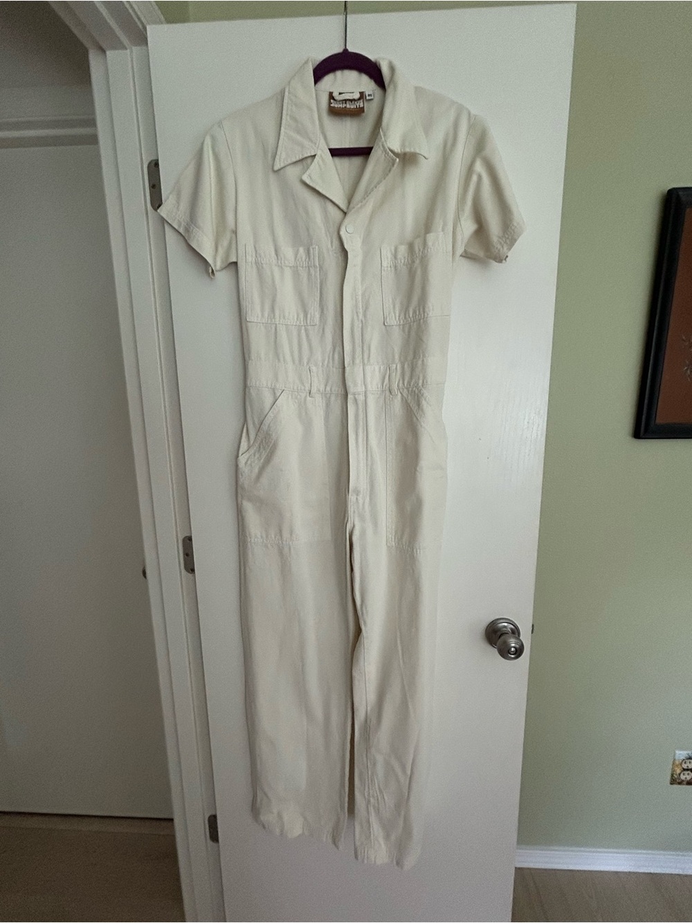 Big Bud Press Cream White Short-Sleeve Utility Jumpsuit